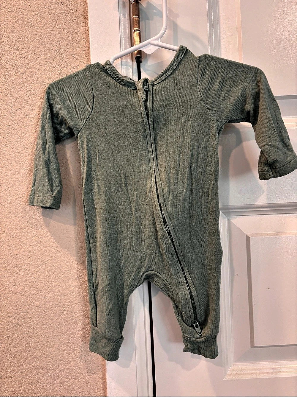 Cloud Island Ribbed Long Sleeve Romper Green